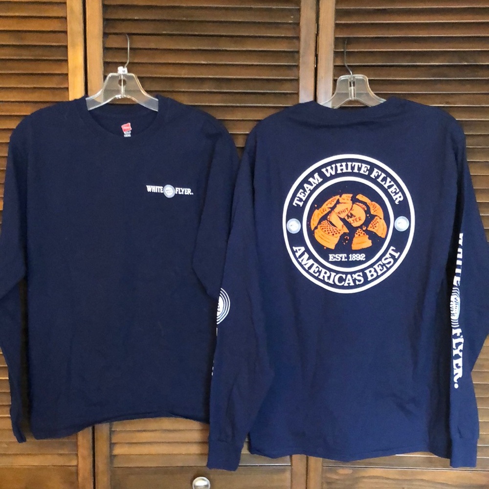 2 - White Flyer Navy Long Sleeve Shirts - Medium
